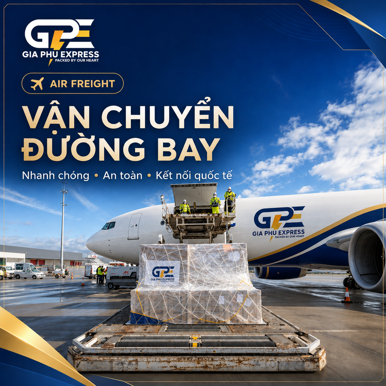 Minh họa phương &aacute;n vận chuyển h&agrave;ng kh&ocirc;ng quốc tế