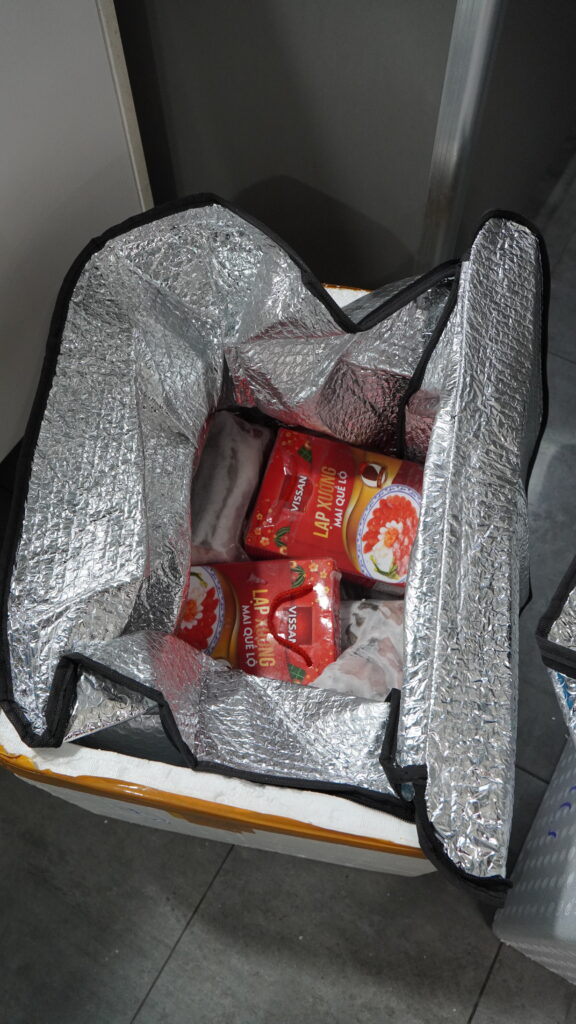 Food placed in insulated bags
